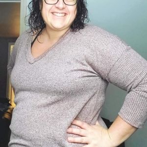 Two tone knit sweater- Mauve